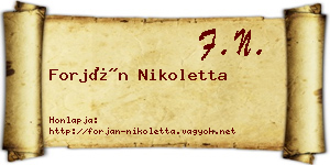 Forján Nikoletta névjegykártya