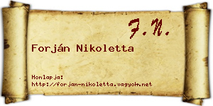 Forján Nikoletta névjegykártya